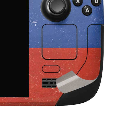 Haiti Flag Distressed Steam Deck Handheld Gaming Computer OLED Skin