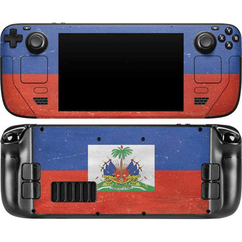 Haiti Flag Distressed Steam Deck Handheld Gaming Computer Skin