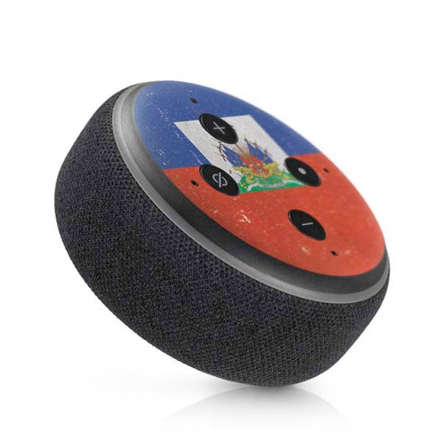 Haitian Flag Distressed Amazon Echo Dot Skin