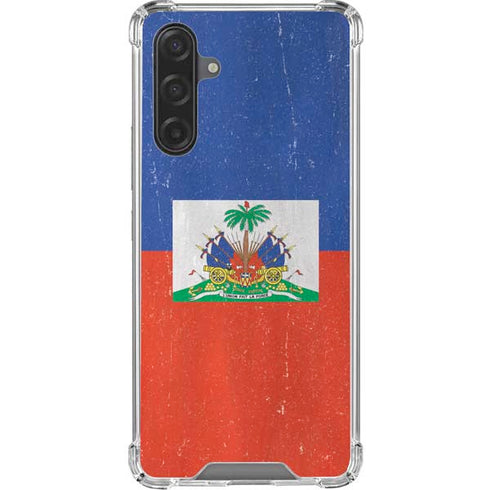 Haitian Flag Distressed Galaxy A17 Clear Case