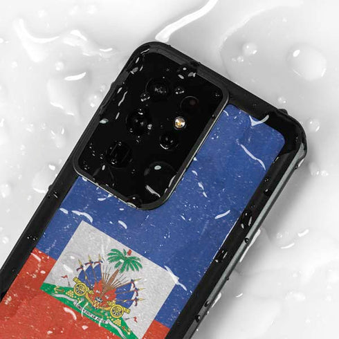 Haitian Flag Distressed Galaxy S24 Ultra Waterproof Case