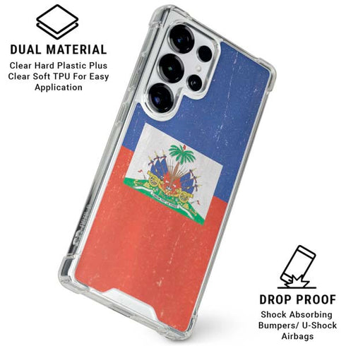Haitian Flag Distressed Galaxy S25 Ultra Clear Case