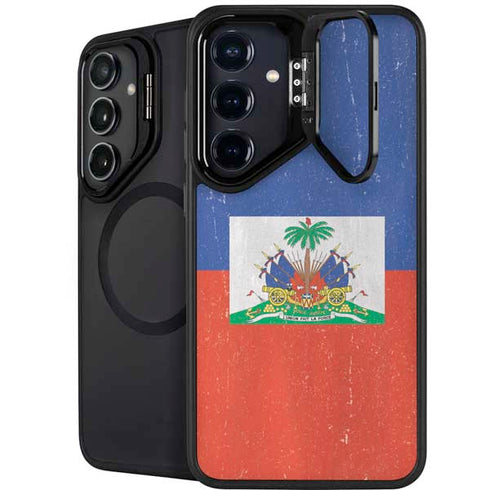 Haitian Flag Distressed Galaxy S26 Kickstand Case