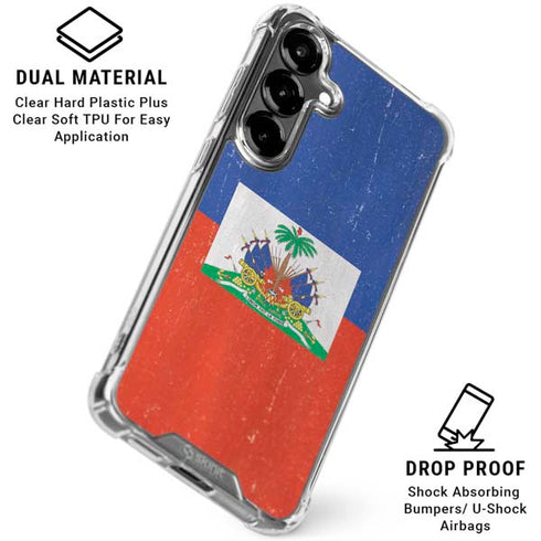 Haitian Flag Distressed Galaxy S26 Plus Clear Case