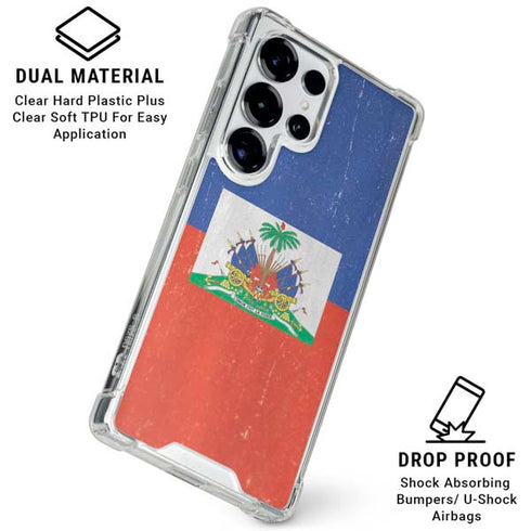 Haitian Flag Distressed Galaxy S26 Ultra Clear Case