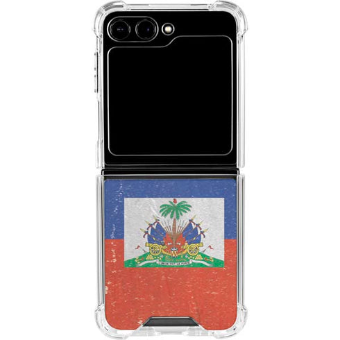 Haitian Flag Distressed Galaxy Z Flip6 Clear Case