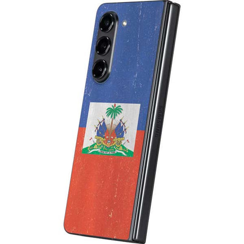 Haitian Flag Distressed Galaxy Z Fold5 5G Skin