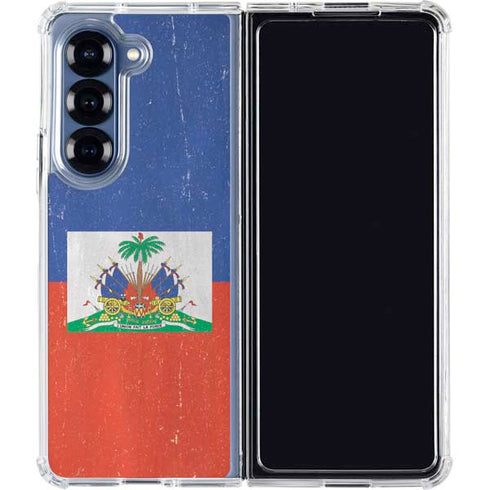 Haitian Flag Distressed Galaxy Z Fold6 Clear Case