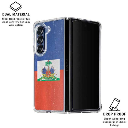Haitian Flag Distressed Galaxy Z Fold6 Clear Case