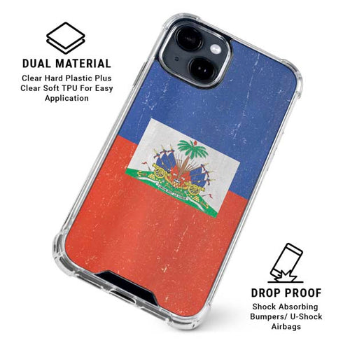 Haitian Flag Distressed iPhone 15 Clear Case