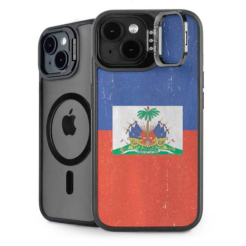 Haitian Flag Distressed iPhone 15 Kickstand Case