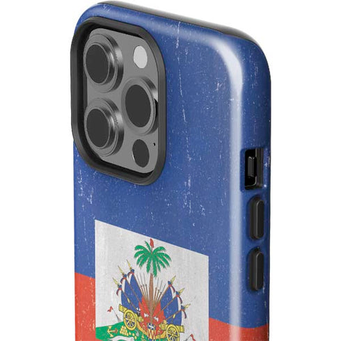 Haitian Flag Distressed iPhone 15 Pro Impact Case