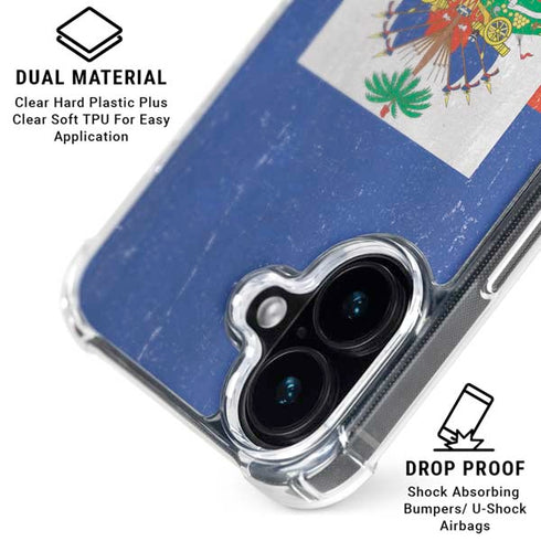 Haitian Flag Distressed iPhone 16 Clear Case
