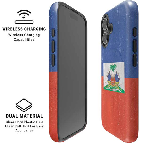 Haitian Flag Distressed iPhone 16 Magsafe Impact Case