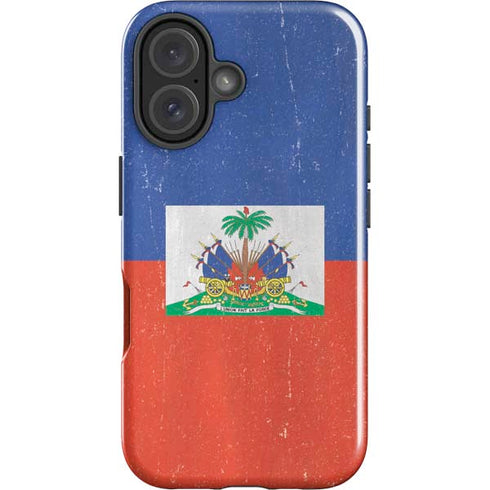 Haitian Flag Distressed iPhone 16 Plus Impact Case