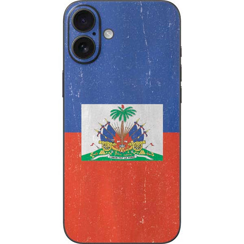 Haitian Flag Distressed iPhone 16 Plus Skin