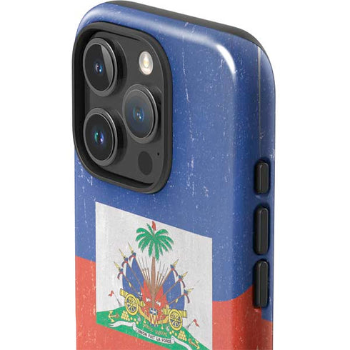 Haitian Flag Distressed iPhone 16 Pro Impact Case