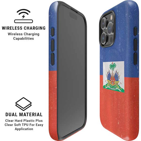 Haitian Flag Distressed iPhone 16 Pro Magsafe Impact Case