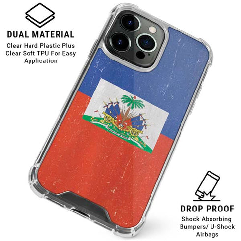 Haitian Flag Distressed iPhone 16 Pro Max Clear Case