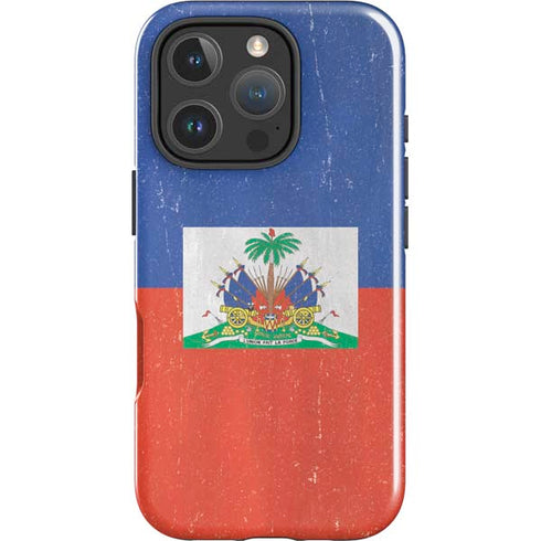 Haitian Flag Distressed iPhone 16 Pro Max Impact Case