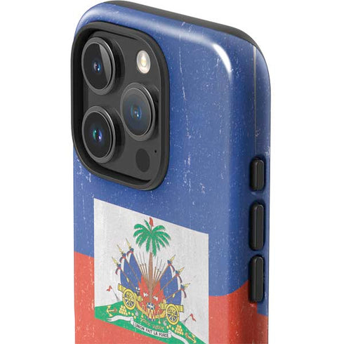 Haitian Flag Distressed iPhone 16 Pro Max Impact Case