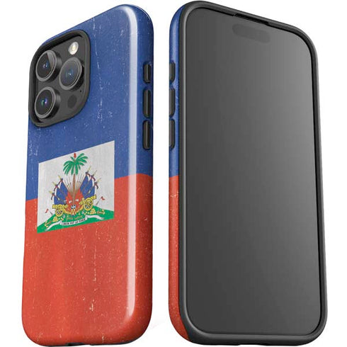 Haitian Flag Distressed iPhone 16 Pro Max Impact Case