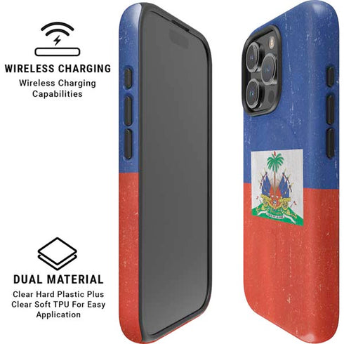 Haitian Flag Distressed iPhone 16 Pro Max Magsafe Impact Case