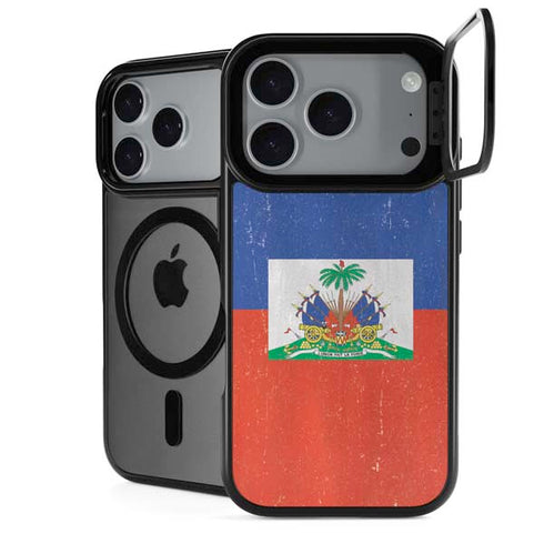 Haitian Flag Distressed iPhone 17 Pro Kickstand Case