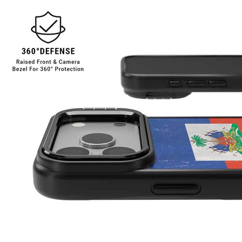 Haitian Flag Distressed iPhone 17 Pro Kickstand Case