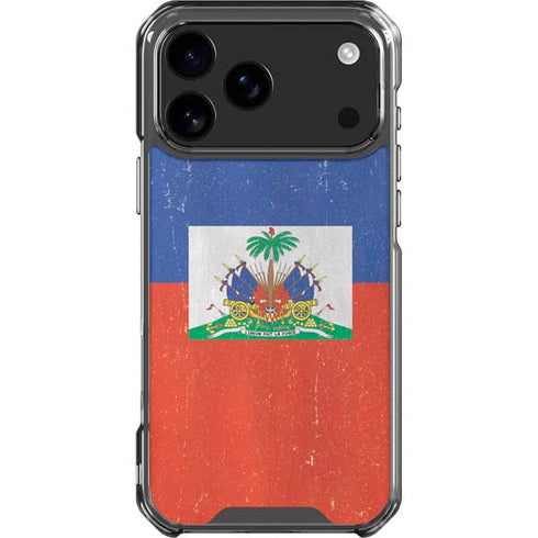 Haitian Flag Distressed iPhone 17 Pro Max Clear Case