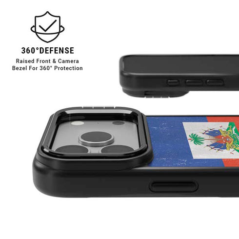 Haitian Flag Distressed iPhone 17 Pro Max Kickstand Case