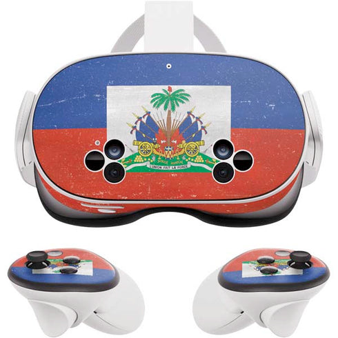 Haitian Flag Distressed Meta Quest 3S Skin