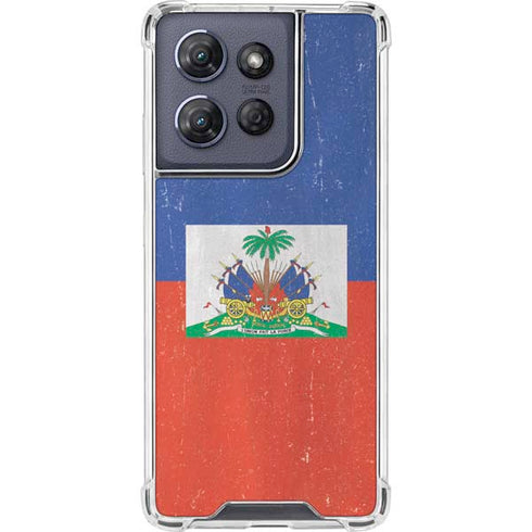 Haitian Flag Distressed Moto G 5G (2025) Clear Case