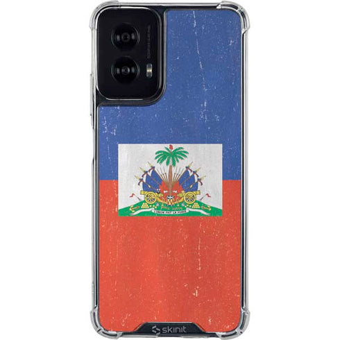 Haitian Flag Distressed Moto G Power 5G (2024) Clear Case