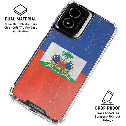 Haitian Flag Distressed Moto G Power 5G (2024) Clear Case