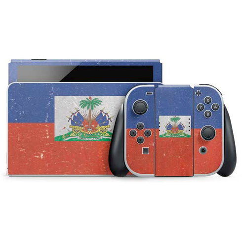 Haitian Flag Distressed Nintendo Skins