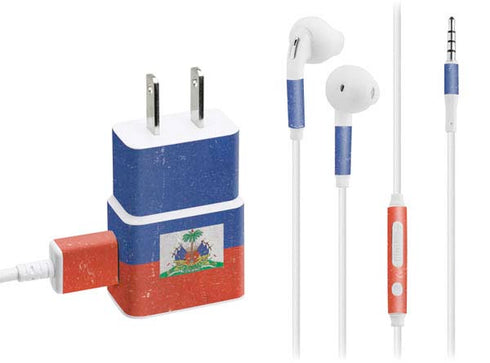 Haitian Flag Distressed Phone Charger Skin