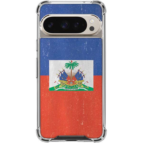Haitian Flag Distressed Pixel 9 Pro XL Clear Case