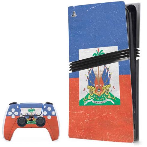 Haitian Flag Distressed PlayStation PS5 Skins