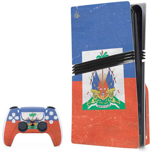 Haitian Flag Distressed PlayStation PS5 Skins