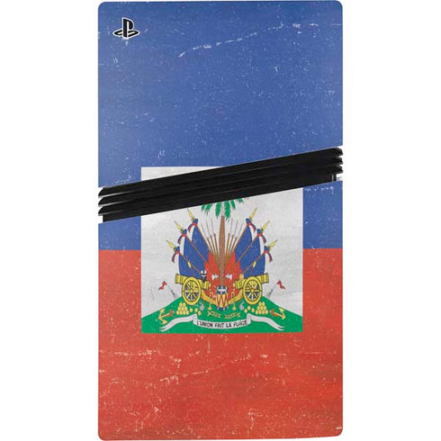 Haitian Flag Distressed PS5 Pro Disk Console Skin