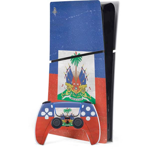 Haitian Flag Distressed PlayStation PS5 Skins