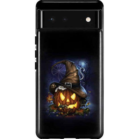 Halloween Cat and Jack O Lantern Pumpkin by Sarah Richter Pixel Cases