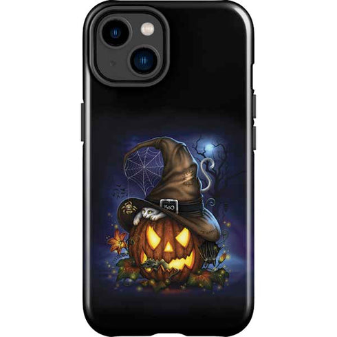 Halloween Cat and Jack O Lantern Pumpkin by Sarah Richter iPhone 15 Impact Case