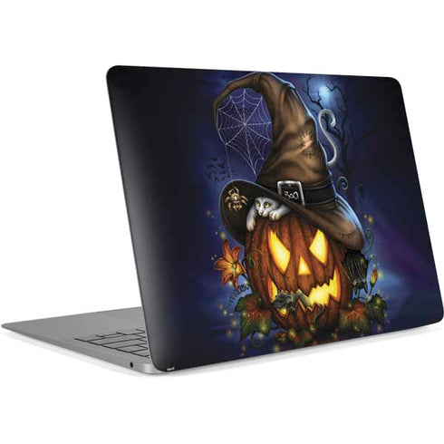 Halloween Cat and Jack O Lantern Pumpkin by Sarah Richter Apple MacBook Air Skin