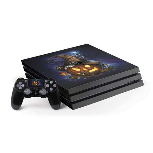 Halloween Cat and Jack O Lantern Pumpkin by Sarah Richter PlayStation PS4 Skins