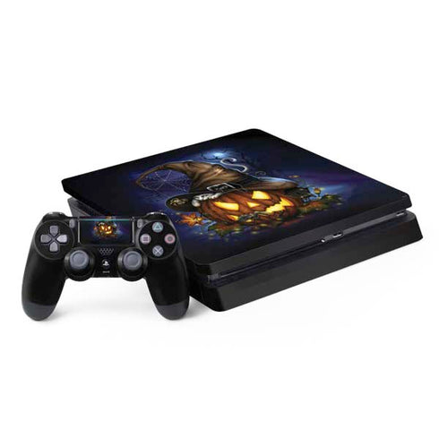 Halloween Cat and Jack O Lantern Pumpkin by Sarah Richter PlayStation PS4 Skins