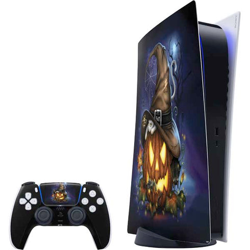 Halloween Cat and Jack O Lantern Pumpkin by Sarah Richter PlayStation PS5 Skins