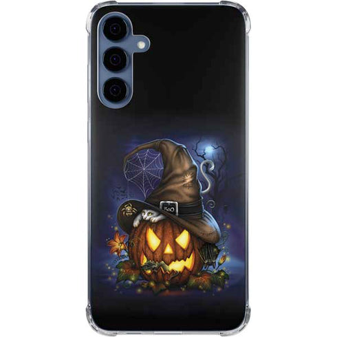 Halloween Cat and Jack O Lantern Pumpkin by Sarah Richter Galaxy A35 5G Clear Case