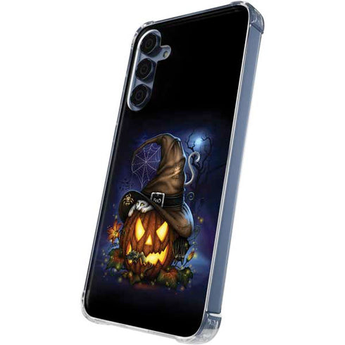 Halloween Cat and Jack O Lantern Pumpkin by Sarah Richter Galaxy A35 5G Clear Case